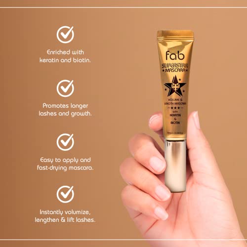 Fab Superstar Waterproof Mascara - Volumizing Black Lash Lift