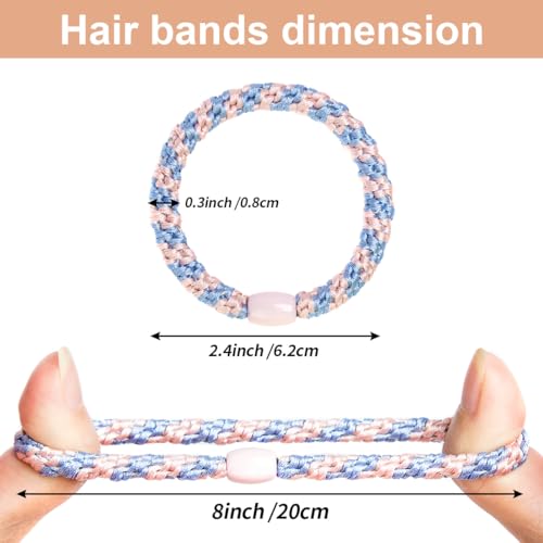 WILDREEDS 8Pcs Hair Ties for Thick Hair, Hair Tie Bracelet Ponytail Holders, Exceptionally Secure with Gentle Hold Hair Ties for Girls and Women Hair Accessories, Mixed Color 4