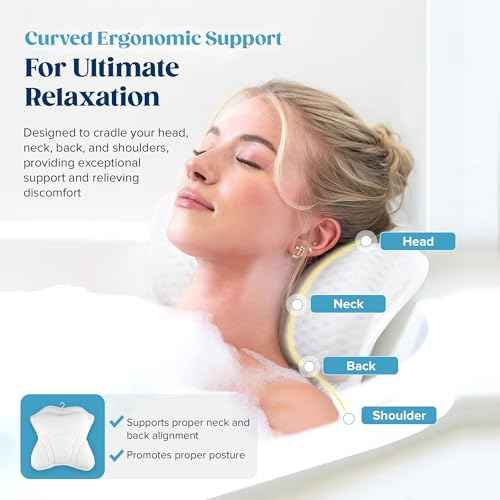Bath Pillow, Luxury Bathtub Pillow, Extra Soft Bath Pillows for Tub Back Neck and Head Support, Non-Slip Suction, Spa Gifts for Women, 4D Air Mesh Cushion