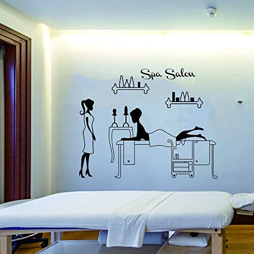 ANFRJJI Spa Salon and Massage Wall Decal - Relax and Rest Sticker - Removable PVC Wall Decor for Massage Shop - spa Bathroom Decor Effect 38"x32"inch (Black-JWH325-Decor Therapy)