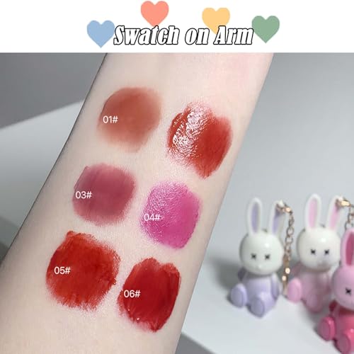 Cute Bunny Lip Gloss Keychain Set - 3 Colors High-Shine Jelly