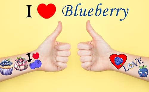 216 Blueberry Temporary Tattoo Stickers – 24 Sheets Fruit Party Favors