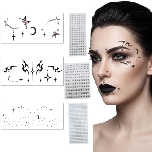 Face Gem Stickers 6 Pack - Rhinestone Rave & Festival Tattoos