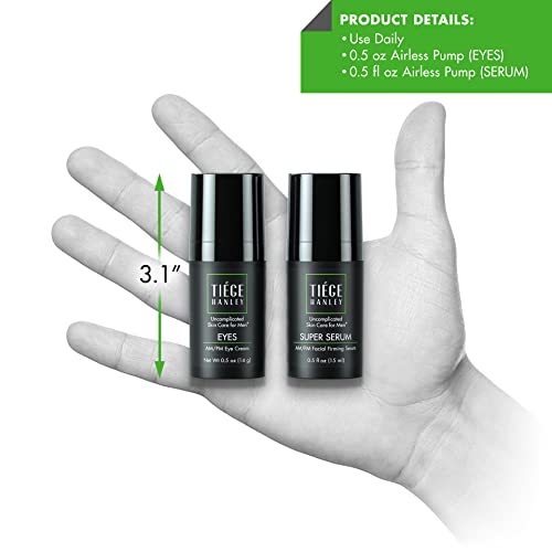 Tiege Hanley Anti Aging Bundle for Men, Eye Cream and Face Serum With Peptides, Hyaluronic Acid, and Vitamin B3 to Help Reduce the Look of Wrinkles and Dark Circles, Men¡¯s Skin Care, 2 Piece Set