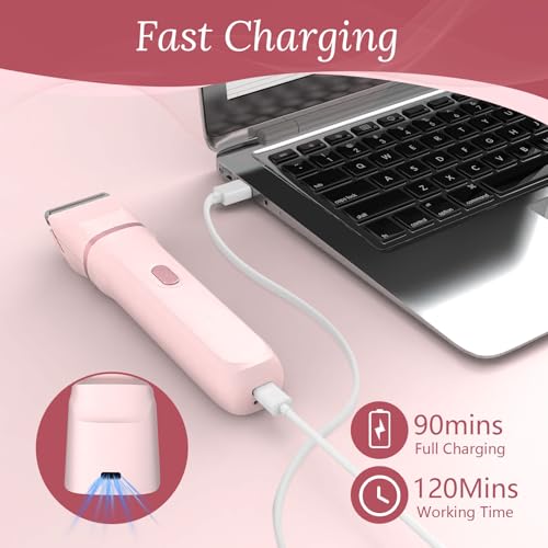 Bikini Trimmer for Women£¬Electric Body Hair Trimmer, 3 in 1 Wet/Dry Shaver Groomer, Replaceable Ceramic Blade Heads, Electric Razors for Women Legs, Bikini Shaver