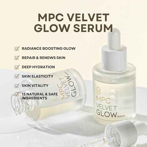MPC Velvet Glow Serum, All-Day Hydration, Wrinkle Reduction & Revitalizing Skin with Hydrolyzed Collagen, Soybean Peptide and Centella Asiatica Extract, Premium Korean Serum, 1.69 fl oz