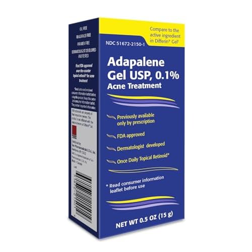 TARO Adapalene 0.1% USP Gel, Paraben Free, Retinoid Acne-Prone Facial Treatment for Sensitive Skin, Prescription Strength (0.5 Oz)