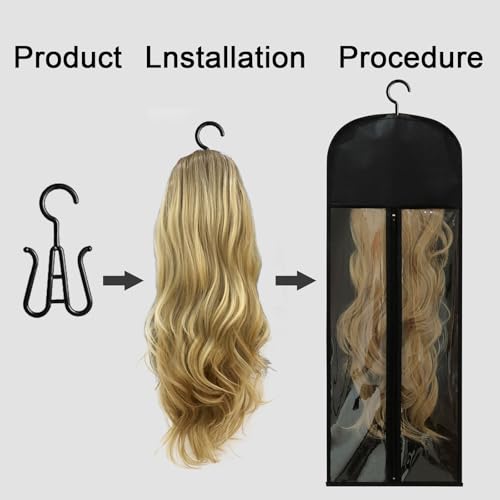 Jonley Extra Long Wig Storage Bags - 4 Pack with Hanger, 31.5in