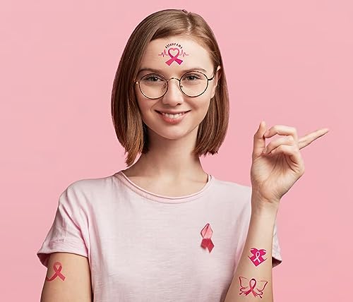 Breast Cancer Awareness Temporary Tattoos - 10 Sheets Pink Ribbons