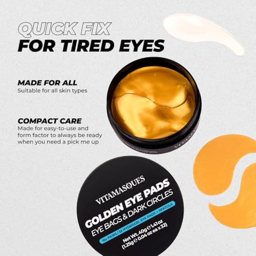 Vitamasques Golden Hydrogel Eye Pads – 32 Pairs for Puffy Eyes