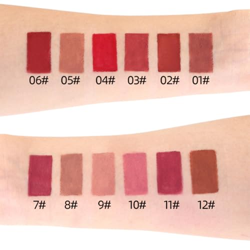 12Pcs Matte Lip Liner Pencil Set,Waterproof Creamy Lip Liner,High Pigmented Non-Stick Cup,Plumping Lip Definer Pencil Lipstick Set,Long-Lasting Smooth and Smudge-proof Natural Lip Pencils Gift