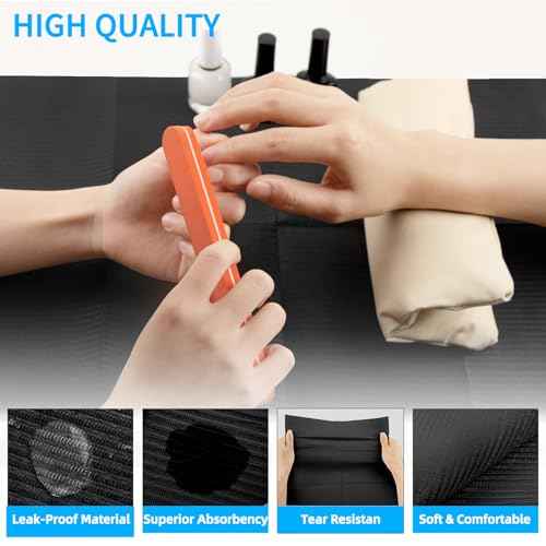 Gusnilo Nail Art Table Mat - Disposable Nail Paper Towels (50PCS) - Black Waterproof 3-Ply Nail Art Paper 13" X 18" Pads for Nail Table Decoration Kit, Nail Art Accessories