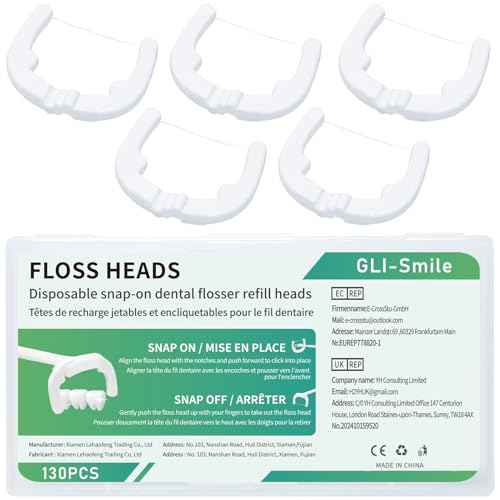 Ultraclean Access Flosser Refill Heads, Effective Plaque Removal for Proper Oral Care & Hygiene, Durable Flosser Refill Heads, PFAS Free, 130ct