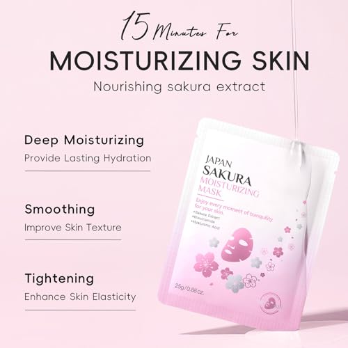 INSEEK Sakura Skin Care Set, Skincare Gifts For Women Teen Girls, Sakura Extract Complete Skincare Routine Set for Clean, Deeply Moisturize and Repair, Improve Skin Elasticity, Reduce Fine Lines