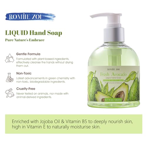 ROMIIE ZOI Liquid Hand Soap with Gift Box - Avocado - 260ml/ 8.7 fl.oz (Pack of 3)