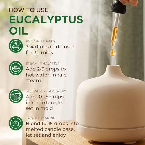Pure Eucalyptus Essential Oil 4 Fl Oz - Aromatherapy & Diffuser