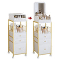 Makeup Cart Organizer with Mirror, Floor Makeup Organizer Large- Make Up Organizers Vanity Cart Cosmetic Display Cases Holder for Skin Care Perfume Nail Polish Brush Hair Tool (Gold)