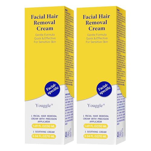 5 Min Facial Hair Removal For Women with Soothing Cream, Painless & Gentle Sensitive Skin Hair Removal Cream for Chin & Upper Lip & Cheeks (4.06 Fl Oz)