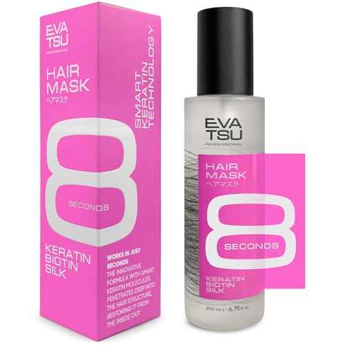 8-Second Hydrating Hair Mask Spray - Rinse-Out Deep Keratin Treatment for Dry, Damaged, Frizzy, & Color-Treated Hair ? Anti-Frizz Detangler for Silky, Glossy, Smooth Results, 6.75 oz.