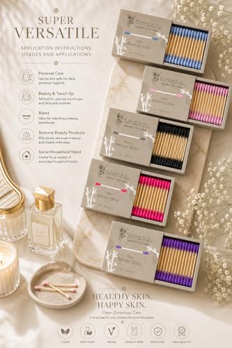 Bamboo Cotton Swabs 200 Count - Eco-Friendly Multi-Color