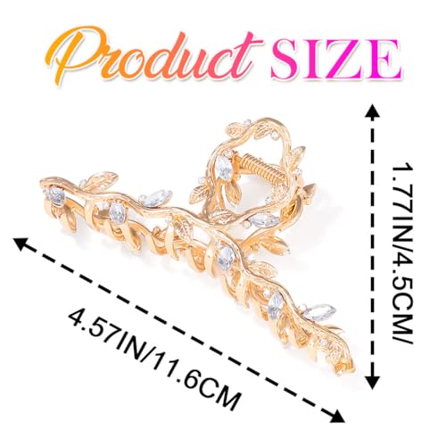 Gold Claw Hair Clips with Rhinestones - Pack of 2