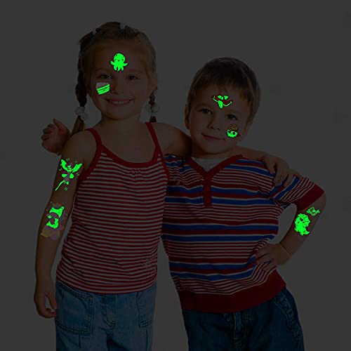 Luminous Temporary Tattoos for Kids, 380 Mixed Designs (30 Sheets)