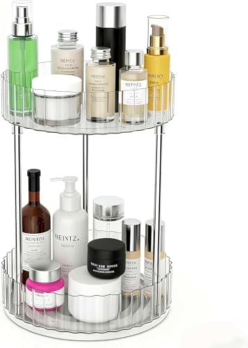 Large 360° Rotating Makeup Organizer with Detachable Storage for Bathroom & Bedroom