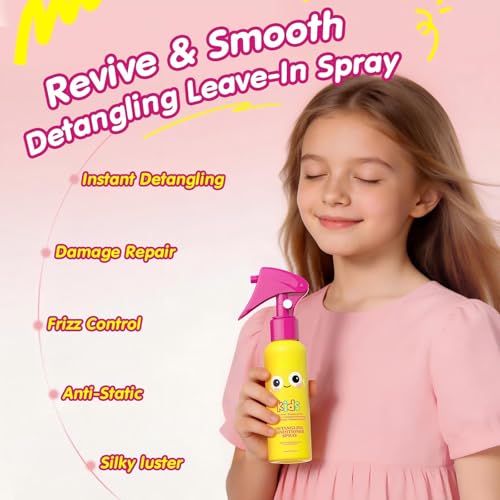 Gowwim Kids Hair Detangler Spray with Coconut Oil - Gentle Taming & Moisturizing, 3.38 Fl Oz