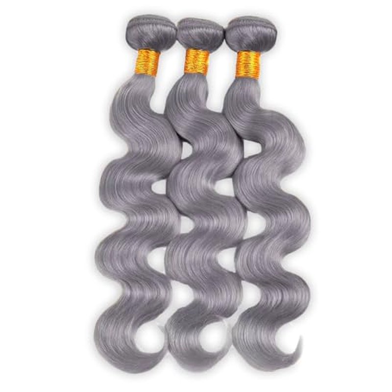 Gray Body Wave Human Hair Bundles 28 30 32 Inch