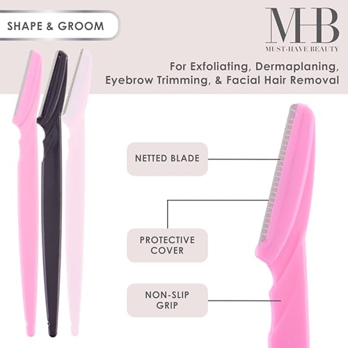 36pc Face & Body Razors Set - Pink & Black Disposable Razors for Face & Eyebrow Maintenance| Hair Removal Tool, Protective Caps & Reusable Storage Canister