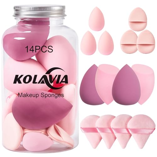 14-Piece Makeup Sponge Set with Mini & Powder Puffs for Flawless Face Application