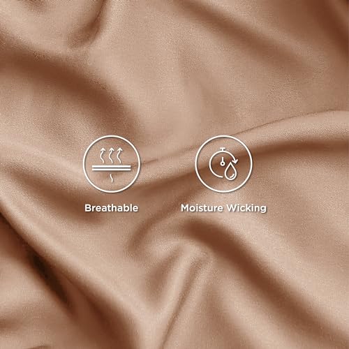 Bedsure Twin Sheets Set, Cooling Sheets Twin Size Bed Set, Rayon Derived from Bamboo, Twin Size Sheets, Breathable & Soft Bed Sheets, Hotel Luxury Silky Bedding Sheets & Pillowcases, Taupe