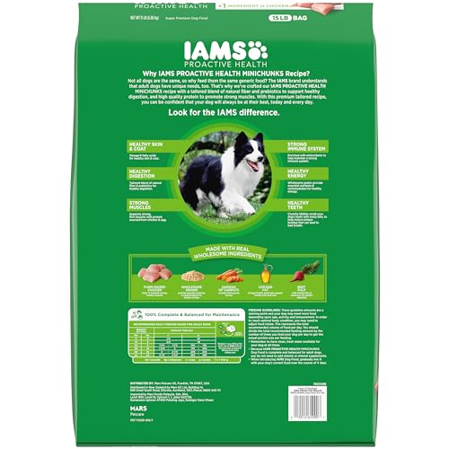 IAMS Adult Minichunks Small Kibble High Protein Dry Dog Food with Real Chicken, 30 lb. Bag,(Packaging may vary)