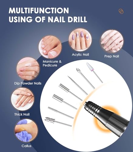 Portable Nail Drill Electric File for Acrylic Nails – HOUSMV Cordless E-File with LCD