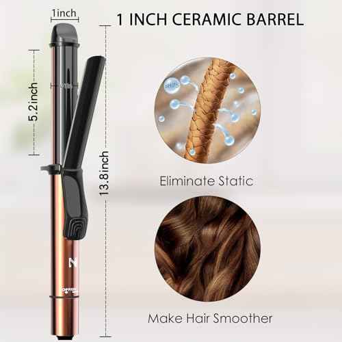 Nicebay 1 Inch Curling Iron, Ceramic Coated Hair Curling Wand, Rapid 430¡ÆF Heating, Temperature LED Display, 6 Temperature Settings, 60 Minutes Auto-Off