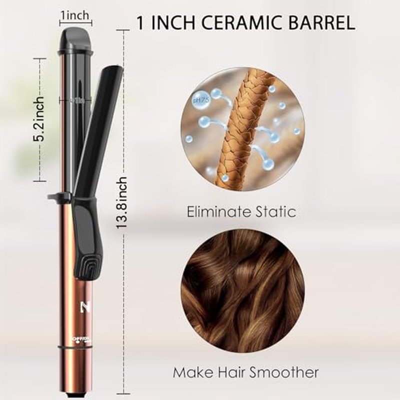Nicebay 1-Inch Curling Iron with Ceramic Coating - Fast Heating & Auto Shut Off