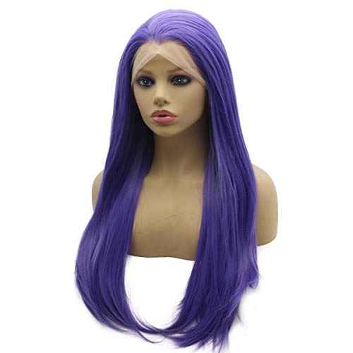 Iwona Long Straight Purple Synthetic Lace Front Hair Wig Heat Resistant Fiber Hair