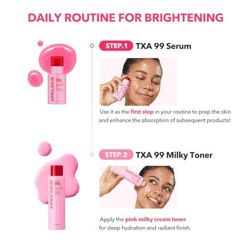 APRILSKIN TXA+Niacinamide 99 Pink Milky Toner | 99% High-Purity TXA 3%+ Niacinamide 5% for Brightening | Highly Concentrated Cream Toner | Deep Moisturizing Formula for Dull Skin | 5.07 fl.oz.