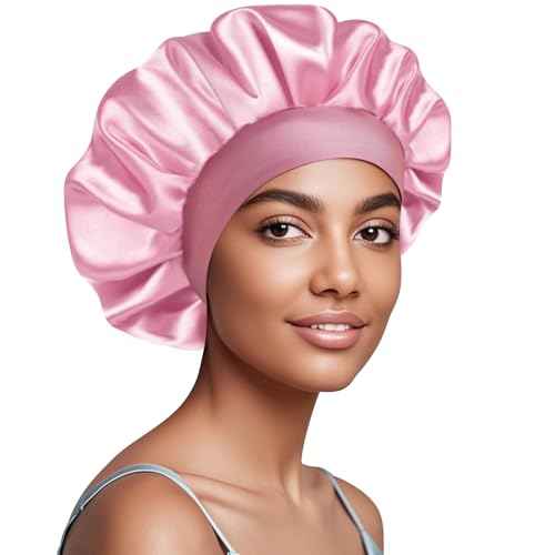 Satin Silk Bonnet for Sleeping, Soft Satin Lined Hair Bonnet for Women, Double Layer Sleep Nightcap