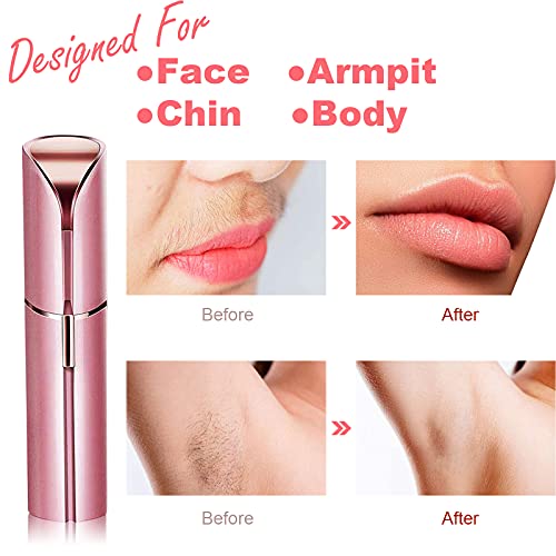 Facial Hair Removal for Women, Mini Hair Remover, Electric Razor Shaver Portable Bikini Epilator for Lips, Chin, Armpit, Peach Fuzz, Fingers, Neck, Cheek and USB Rechargeable (Pink)