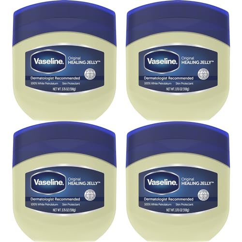 Vaseline Healing Jelly, Original 100% Pure Petroleum Jelly - 24-Hour Moisturizer for Dry Skin Repair, Eczema Relief, Burn & Wound Care, Scar Treatment, Anti-Chafing, 3.75 Oz (Pack of 4)