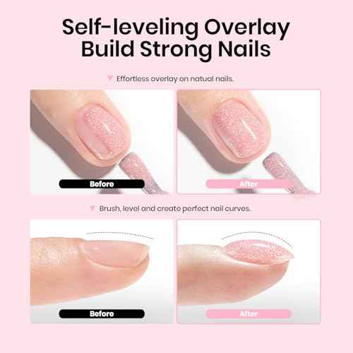 Beetles Base Color Gel Nail Polish Set ? 6 Colors Nude Gel Polish, 5 in 1 Builder Rubber Base Coat, Self Leveling Soak Off U V LED Lamp Cure Strengthening for Natural Nails and French Manicure