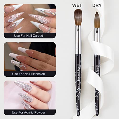 Shine Chance Acrylic Nail Art Brush Size 16, 100% Pure Kolinsky Hair Oval Nail Brush for Acrylic Application, Professional Nail Extension Manicure Tool Striping Nail Drawing Pen for DIY Home Salon