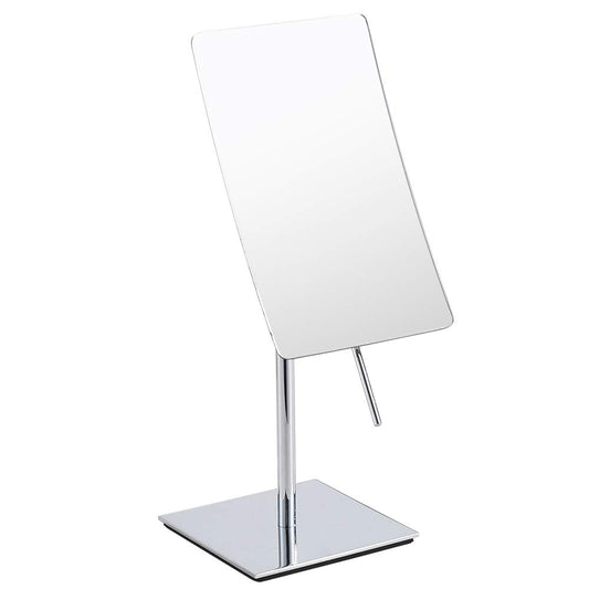 Gecious Table Standing Rectangular Vanity Makeup Mirror with 3X Magnification, High Adjustable, Made of 304 Stainless Steel, for Hotel Bathroom Polished Chrome