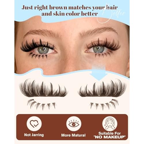 Brown Lash Clusters With Spikes Bottom Eyelash Clusters Wispy Cluster Eyelash Extensions Brown Manga Lash Clusters Fluff Individual Lashes 12-18MM 264Pcs by Zegaine