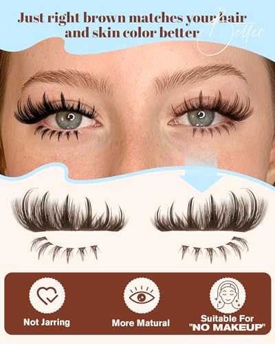 Brown Lash Clusters 12-18mm with Spikes & Bottom Lashes
