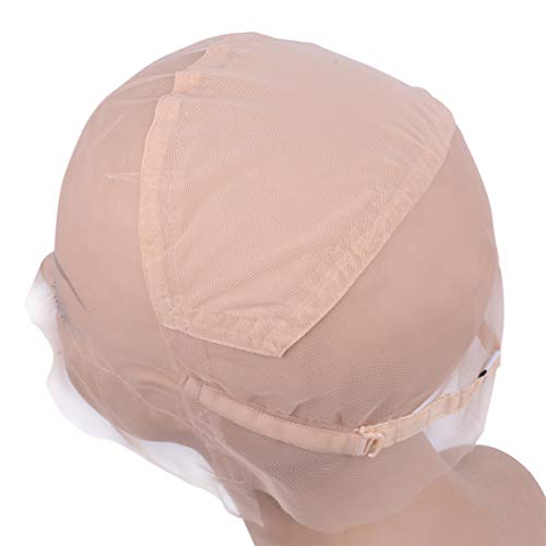 YANTAISIYU Full Lace Wig Cap Wig Base with Adjustable Strap Hairnet Cap for Making Wig Caps (Beige M 22inch)