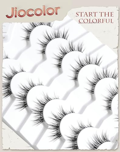 Jiocolor Natural Strip Lashes - Wispy Cat Eye False Eyelashes 12mm