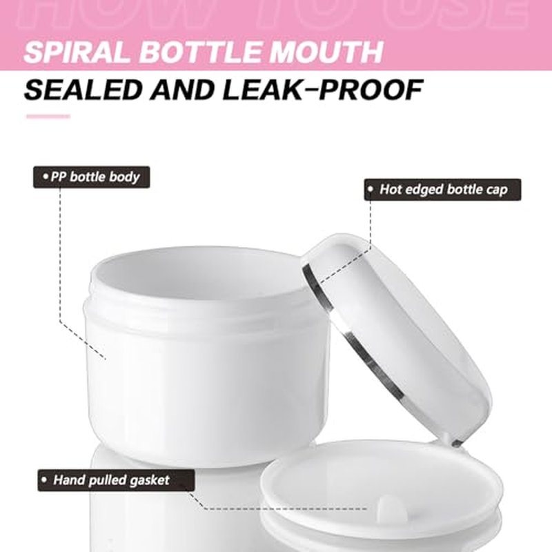 6-Pack 8.5oz White Plastic Cosmetic Jars with Lids
