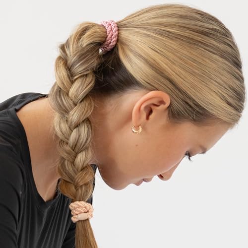 L. Erickson Pink Hair Ties for Thick Hair, Grab & Go Ponytail Holders, 8 Pack, Think Pink, Thick No-Crease Bands with Strong Hold, Damage-Free Design, Sweet Feminine Colors